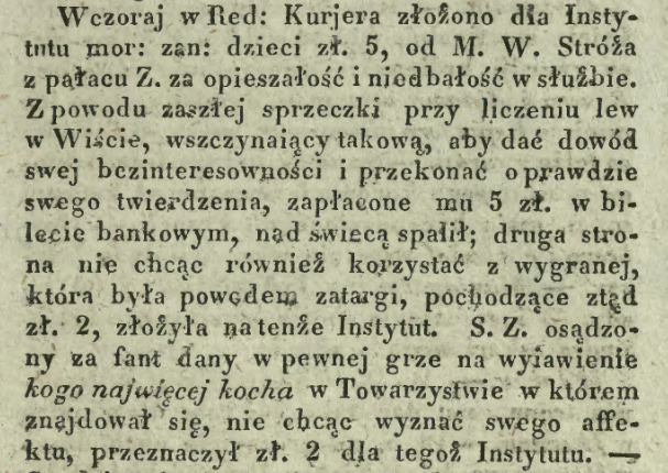 Datki na Instytut Datki na Instytut, 1838