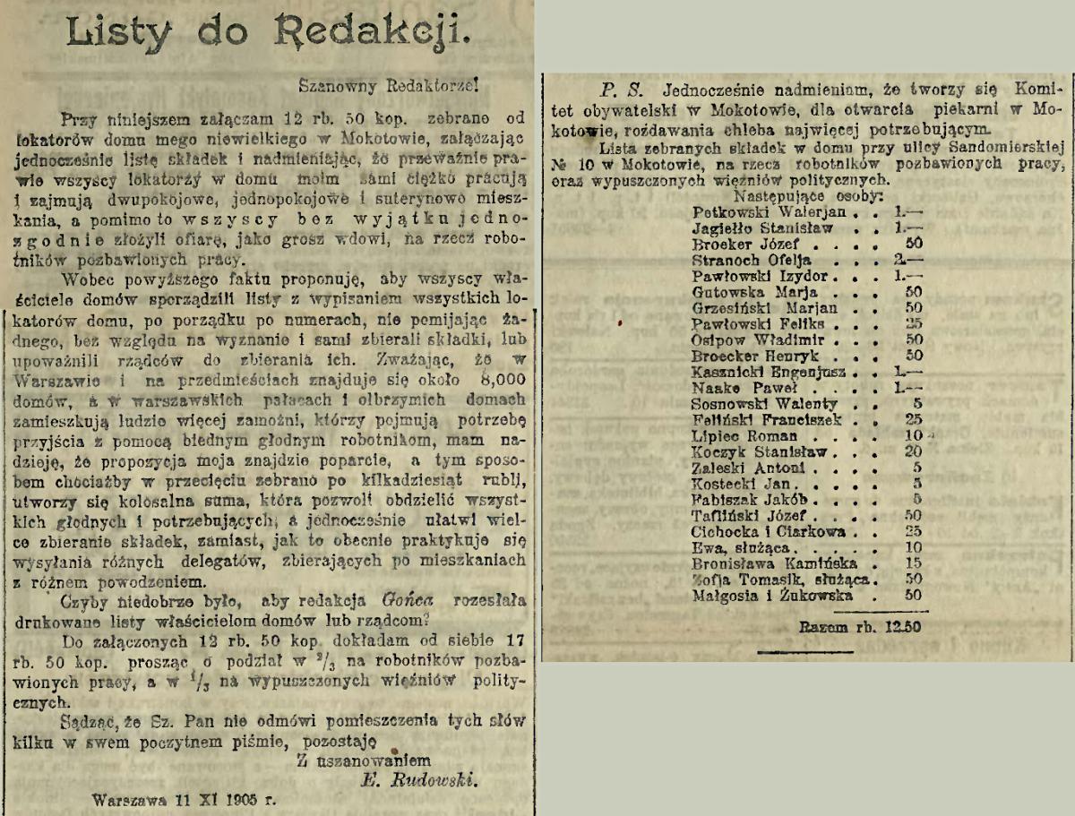 Wdowi grosz dla bezrobotnych Wdowi grosz dla bezrobotnych, 1905