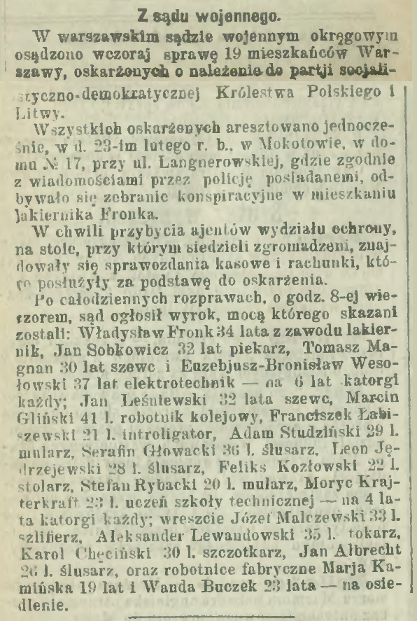 Z sądu wojennego Z sądu wojennego, 1908
