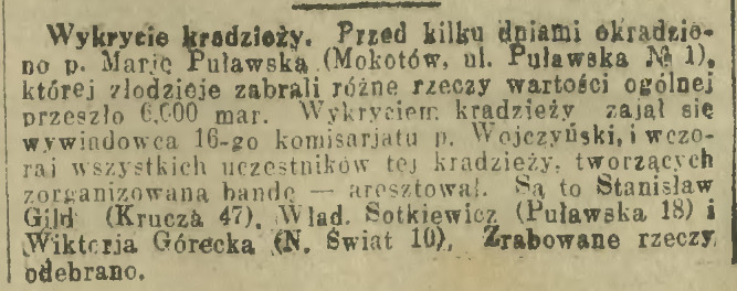 Śledztwo w sprawie kradzieży Śledztwo w sprawie kradzieży, 1918