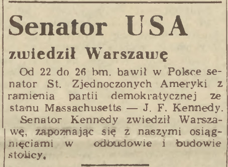 JFK w Warszawie JFK w Warszawie, 1955