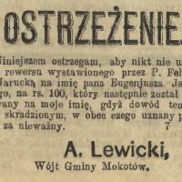 Wójt Mokotowa ostrzega Wójt Mokotowa ostrzega, 1895
