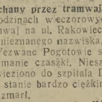 Przejechany przez tramwaj, 1934