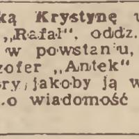 "Antek" proszony o wiadomość "Antek" proszony o wiadomość, 1947