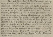 Aukcya w Sielcach, 1803