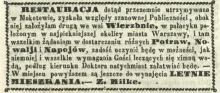 Restauracja pani Milke, 1862