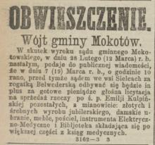 Licytacja za gotowe pieniądze, 1874