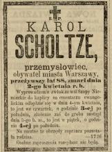 Zmarł Karol Scholtze, 1895