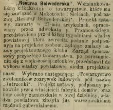 Resursa Belwederska, 1899