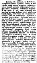 Poświęcenie kościoła, 1899