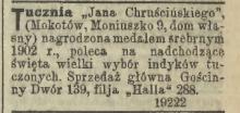 Tucznia indyków, 1903