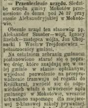 Urząd przeniesiony, 1910