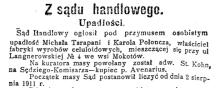 Upadłość fabryki, 1912