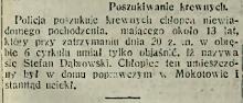 Poszukiwanie krewnych, 1913