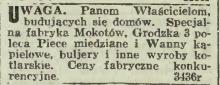 Piece, wanny, buljery, 1913