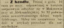 Otwarcie sklepu spółdzielczego. Aleksandryjska 33. 1913.
