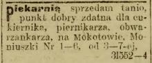 Piekarnię tanio, 1913