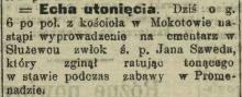Echa utonięcia, 1914