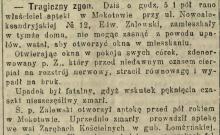 Tragiczny zgon, 1914