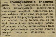 Powiększenie tramwajów, 1914