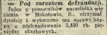 Defaraudacja w więzieniu mokotowskim. 1914.