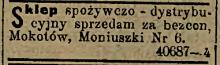 Sklep za bezcen, 1914