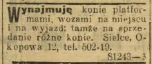 Konie platformami, 1915