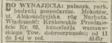 Pałacyk do wynajęcia, 1916
