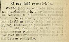 O czystość rynsztoków, 1918