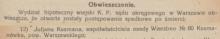 Postępowanie spadkowe, 1918