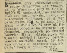 Meble i krowa, 1918