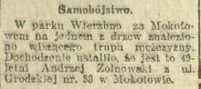 Samobójstwo w parku, 1921