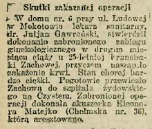 Skutki zakazanej operacji, 1921