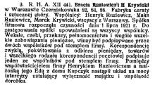 Ruziewicz i Krywicki, 1922