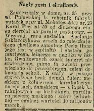 Zgon i okradzenie, 1923