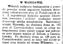 Podmycie fundamentów, 1924