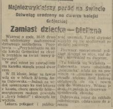 Dziwoląg urodzony na dworcu, 1924