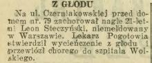Z głodu, 1925