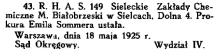 Prokura ustała, 1925