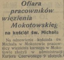 Ofiara pracowników więzienia, 1925