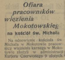 Więzienie dla kościoła, 1925