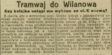 Tramwaj do Wilanowa, 1925
