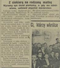 Z siekierą na matkę, 1925