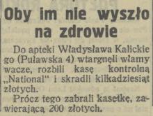 Włamanie do apteki. 1925