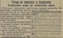 Trup w beczce, 1926