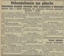 Dżentelmen na płocie, 1926