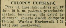 Ucieczka z zakładu leczniczego, 1926