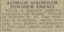Zatrucie alkoholem, 1926
