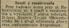 Spadł z rusztowania, 1926