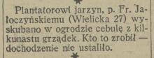 Wyskubana cebula, 1926